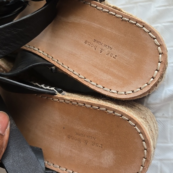 rag & bone August Leather Wedge Platform Sandals In Black - Picture 5 of 8